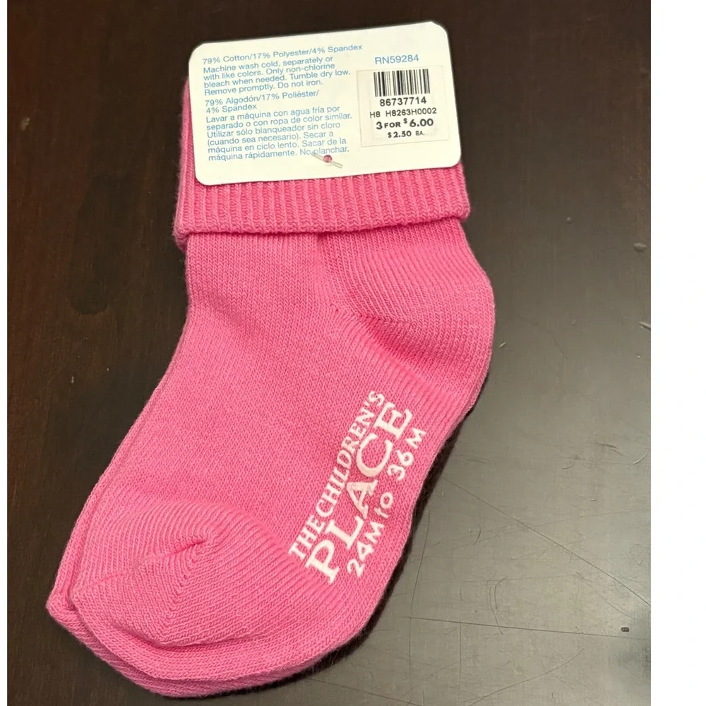 The Children's Place Pink Socks Baby Girl 24-36 Months Cotton Blend‎ Soft